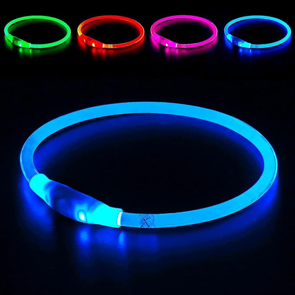 Light up Dog Collar,  USB Rechargeable Led Flash Dog Necklace | Pet Safety Collar Makes Your Beloved Dogs Be Seen at Night for Small Medium Large Dogs( Blue)