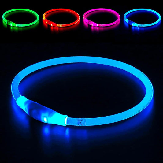 Light up Dog Collar,  USB Rechargeable Led Flash Dog Necklace | Pet Safety Collar Makes Your Beloved Dogs Be Seen at Night for Small Medium Large Dogs( Blue)