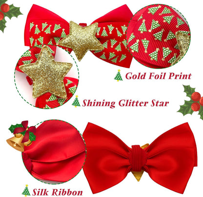 2 Pack Christmas Cat Collar with Bell, Santa & Christmas Tree Design | Safety Breakaway Buckle, Removable Bell, 2 Pack Christmas Bowtie Design, Soft Nylon Material, Adjustable Fit for Boy Gir Cats