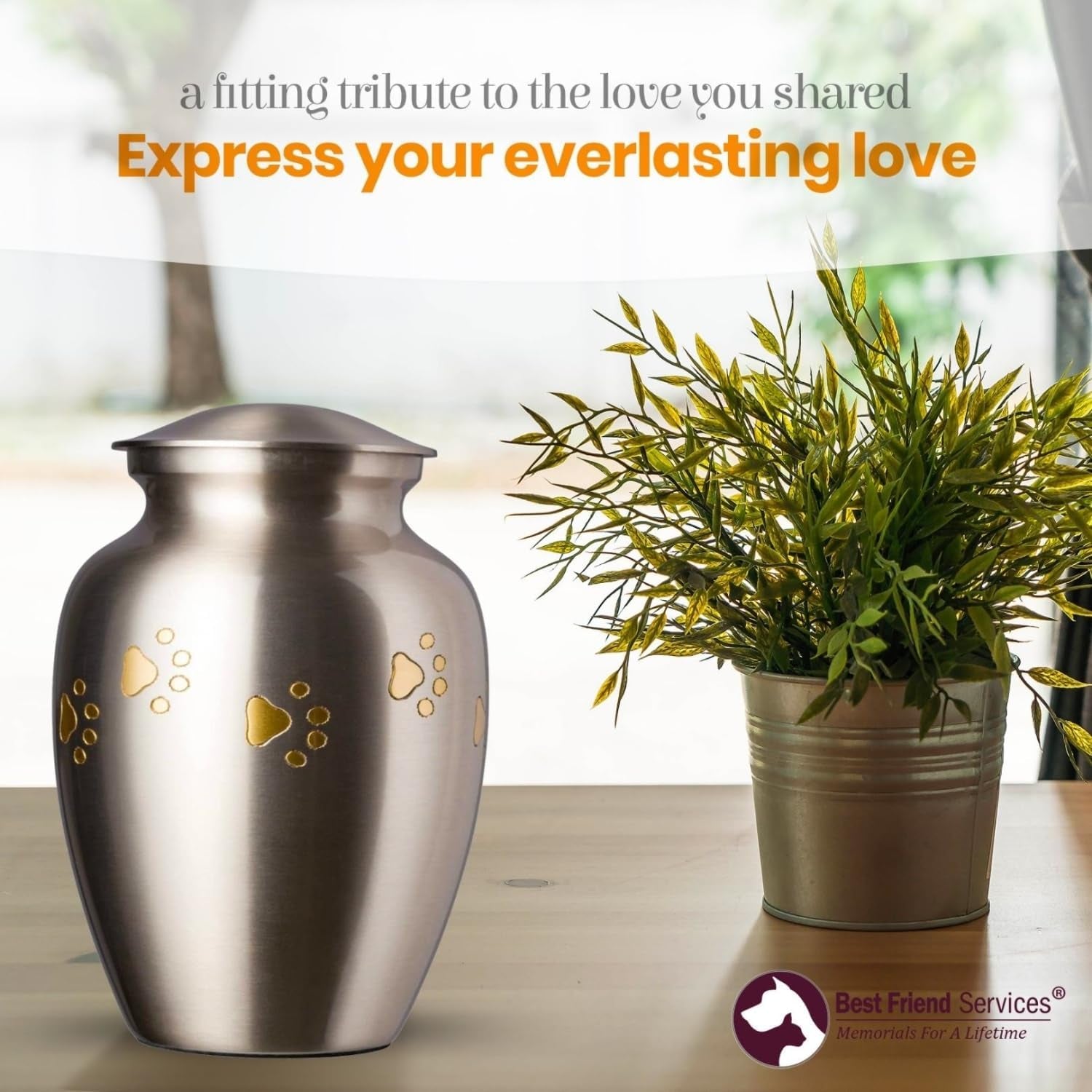PawHeaven™ Legacy Memorial Pet Urn – Premium Pewter & Brass Keepsake for Dogs & Cats (Up to 170 lbs)