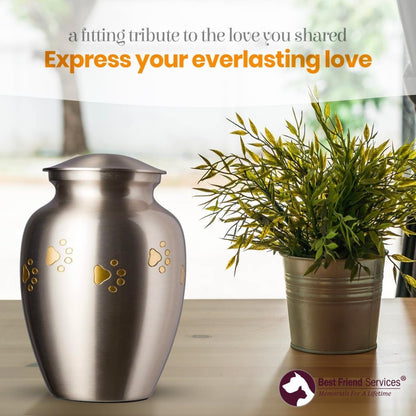 PawHeaven™ Legacy Memorial Pet Urn – Premium Pewter & Brass Keepsake for Dogs & Cats (Up to 170 lbs)