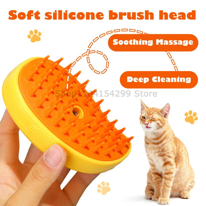 Steam Brush for Cats Soft Electric Water Jet Pet Comb Silicone Hair Remover Dog Brush Pet Grooming Supplies Products Home