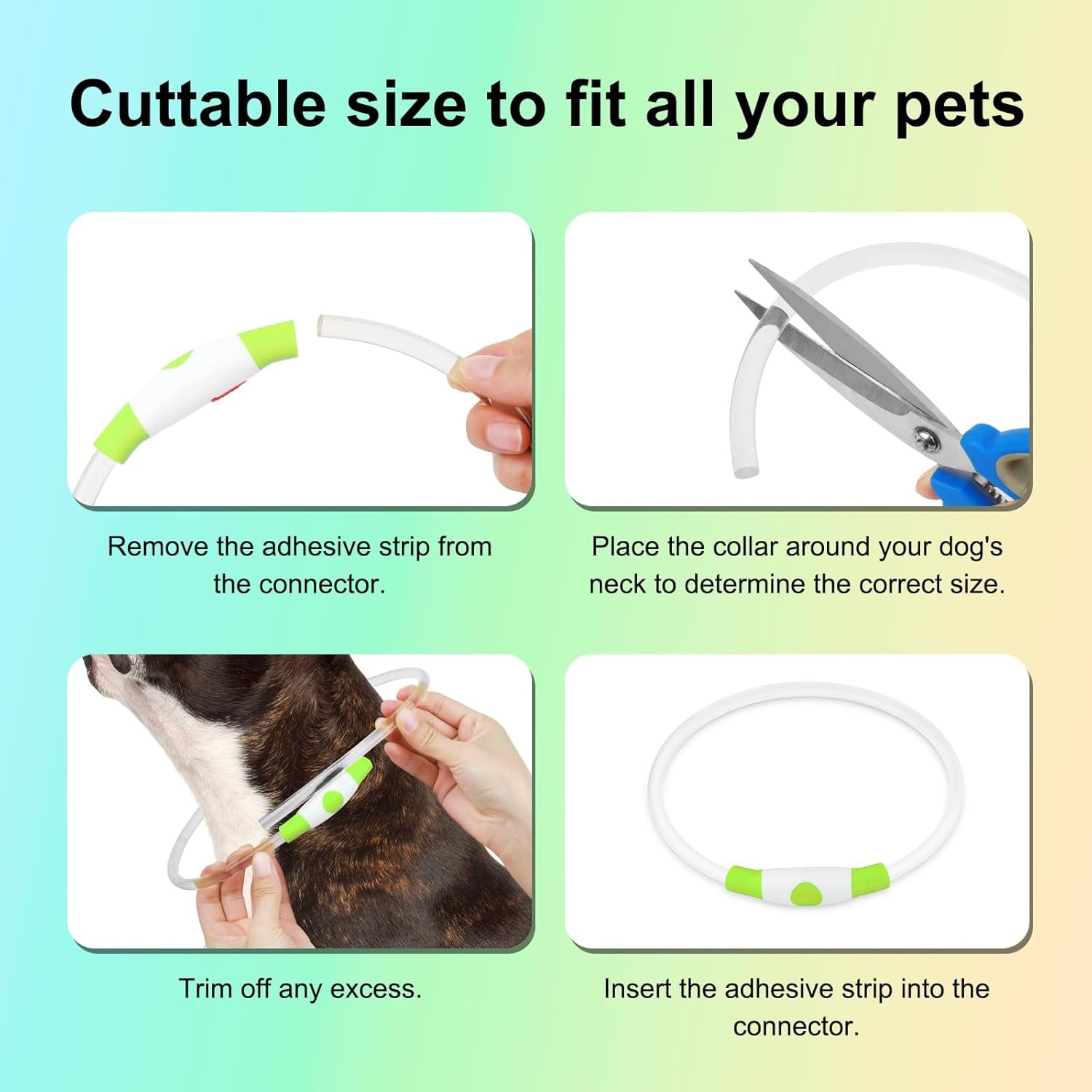 Led Dog Collar - Waterproof Lighted Pet Collar Rechargeable for Night, TPU Cuttable Light up Doggie Collar for Small, Medium, Large Dogs Walking (Green)