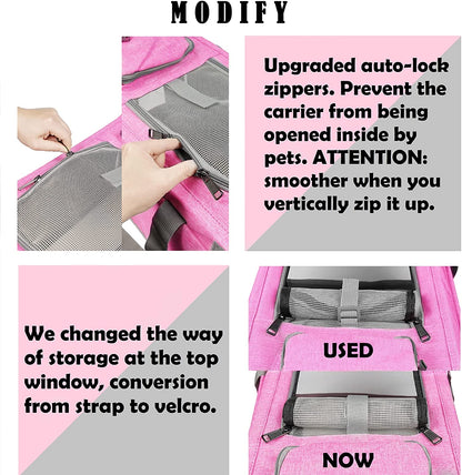 Pet Carrier for Large and Medium Cat, Soft-Sided Pet Crate for Puppy | Dog Foldable Car Traveling Kennel Bag with Privacy Protection, Big Kitten Carrying Cage Ventilated Home Outdoor Vet Transport
