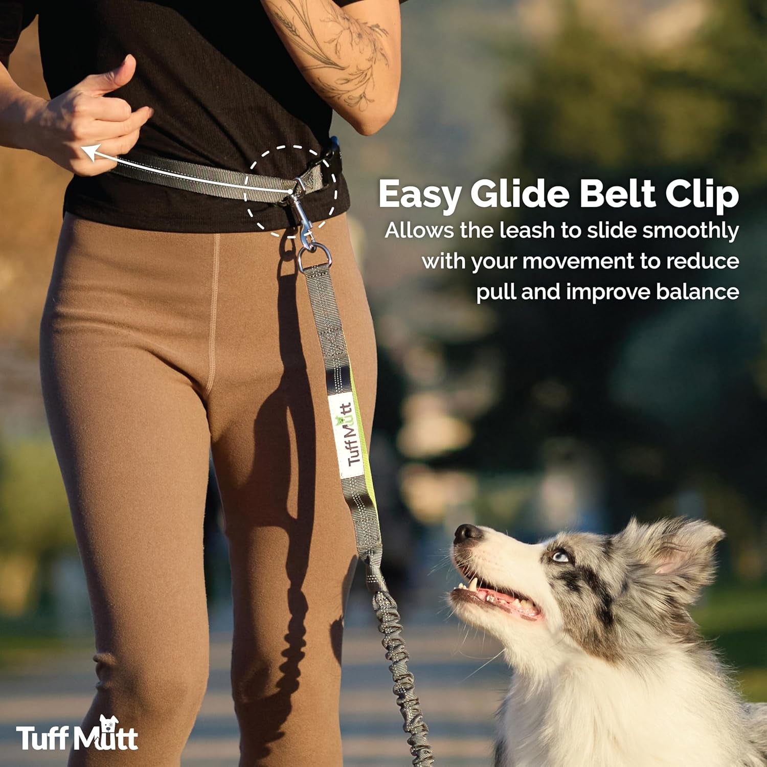 Waist Hands Free Dog Leash for Walking Running Hiking | Waist Leash with Bungee, Adjustable Belt, Reflective Double Handle Design, Carabiner Clip, for Medium & Large Dogs