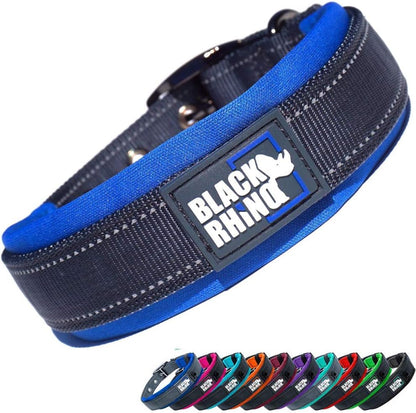 Dog Collars for Medium Dogs - Adjustable Reflective Heavy Duty Dog Collar with Ultra-Soft Neoprene Padding - Weatherproof, Durable, and Comfortable - Ideal for Active Dogs - Blue and Gray