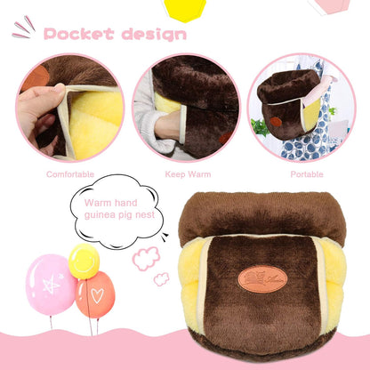 Guinea Pig Bed Cuddle Cave, Warm Fleece Hideout, Brown | Cozy Guinea Pig House, Portable Guinea Pig Hideout, Soft Coral Fleece, Washable Cushion, Folds Flat for Storage