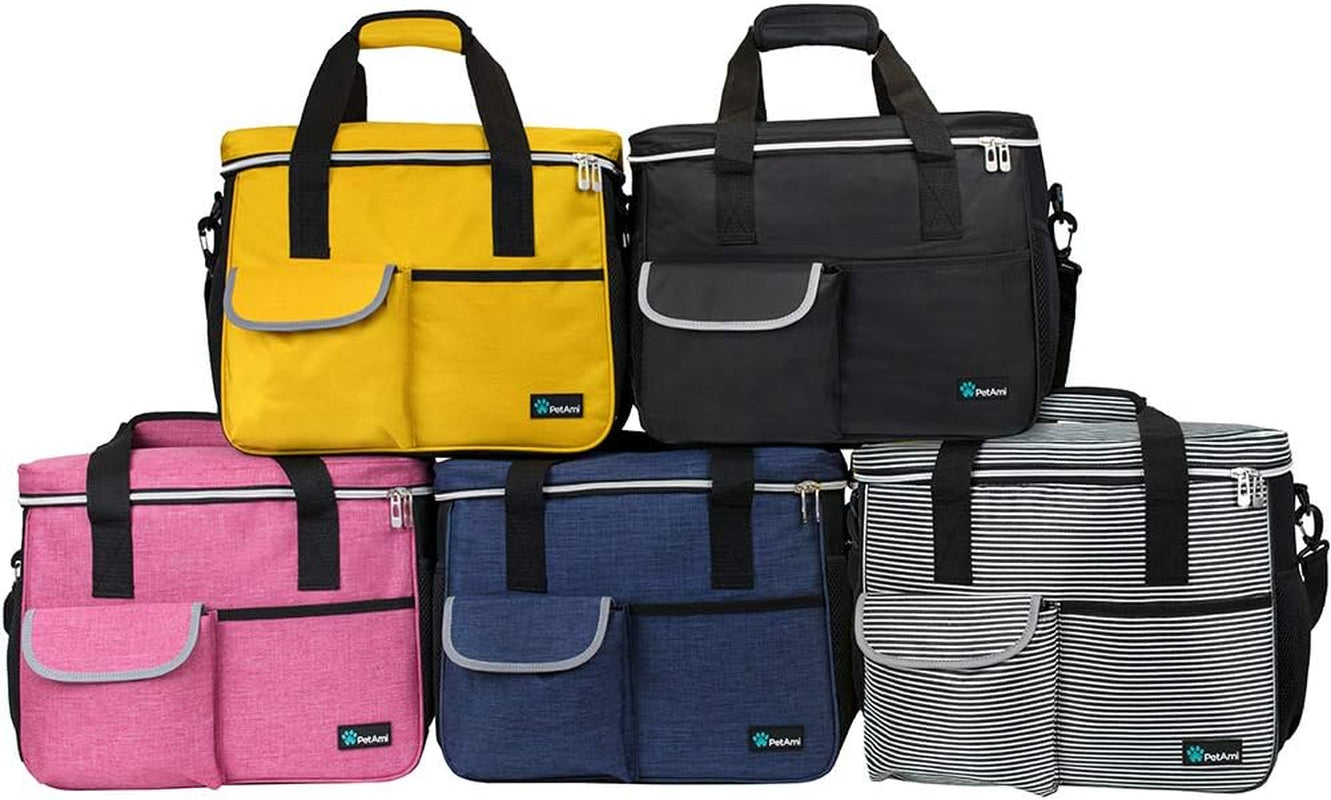 Dog Travel Bag Organizer, Pet Supplies Tote Diaper Bag, Pink Medium | Pet Travel Kit with 2 Food Containers & 2 Collapsible Dog Bowls, Luggage Sleeve, Weekend Getaway Road Trip Camping Essentials