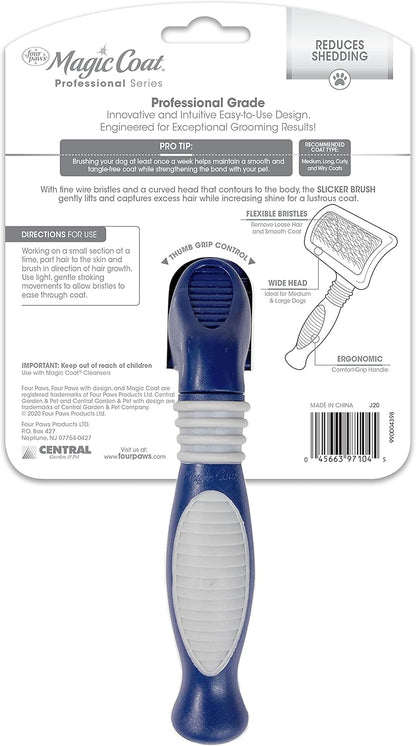 Magic Coat Professional Series Grooming Brush for Dogs & Cats, Reduces Shedding, Stimulates Coat'S Natural Oils, Ergonomic Design, Ideal for Medium, Long, Curly, and Wiry Coats | Reduces Shedding, Fine Wire Bristle Dog Brush, Captures Loose Hair & Increases Shine, Medium, Long, Curly, and Wiry Coats