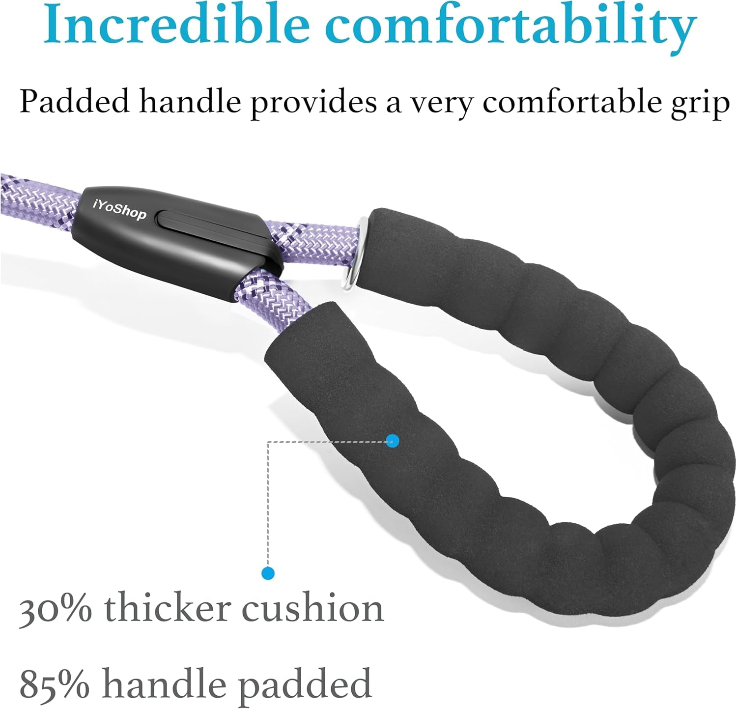Durable Slip Lead Dog Leash, 1/2" X 4 FT, Lavender | Padded Handle, Reflective Threads, No Pull, Dog Training Leash