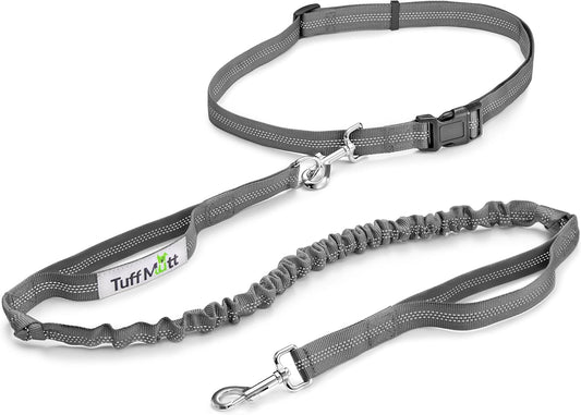 Waist Hands Free Dog Leash for Walking Running Hiking | Waist Leash with Bungee, Adjustable Belt, Reflective Double Handle Design, Carabiner Clip, for Medium & Large Dogs
