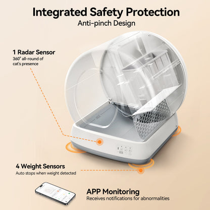 Self-Cleaning Cat Litter Box, Automatic Cat Litter Box with APP Control, Safety Sensors, Odor Isolation & Health Monitoring