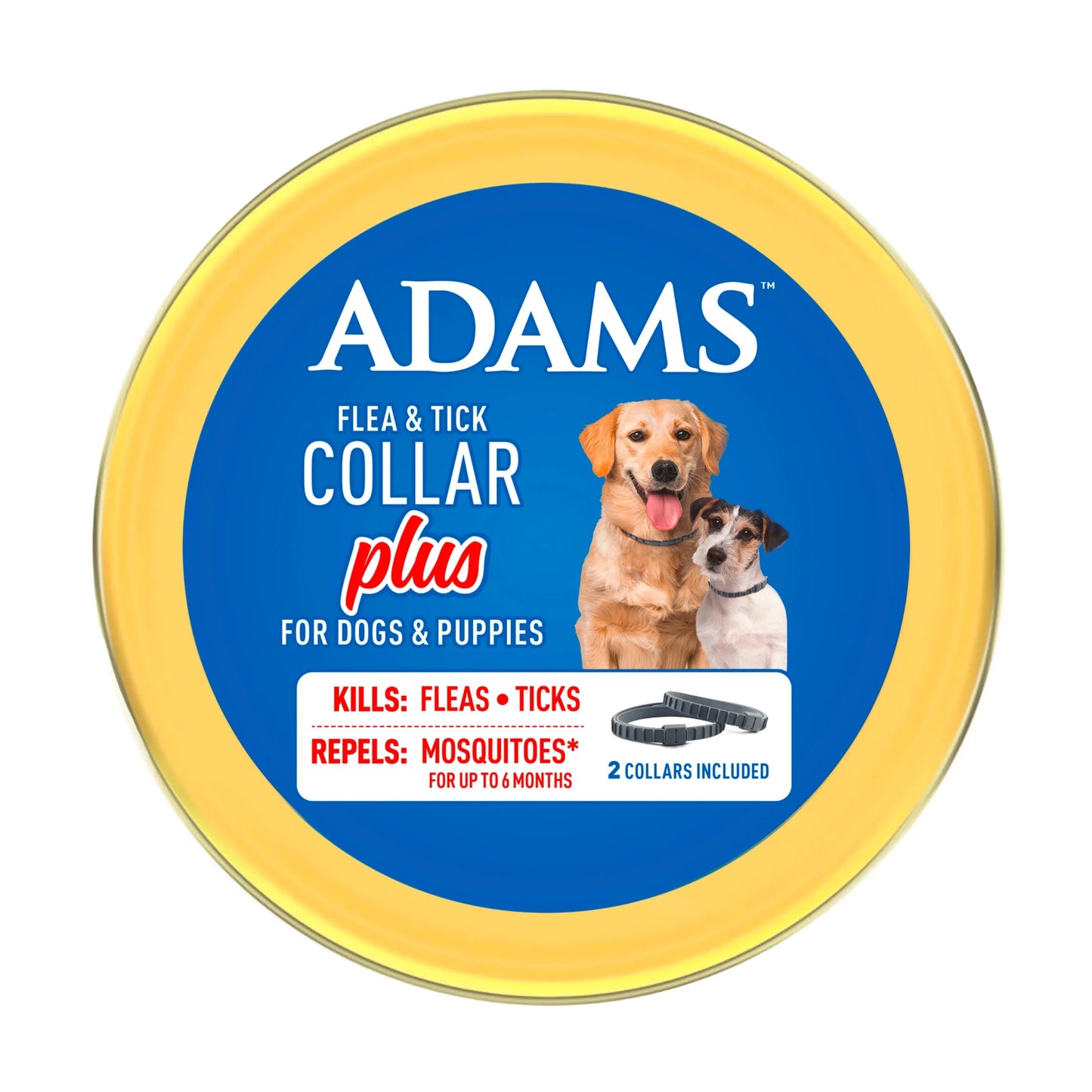 Flea & Tick Collar plus for Dogs & Puppies, 12 Months Protection Flea Infestations, Kills Fleas & Ticks, Repels Mosquitoes for up to 6 Months (Excl. California), One Size Fits All, 2 Count