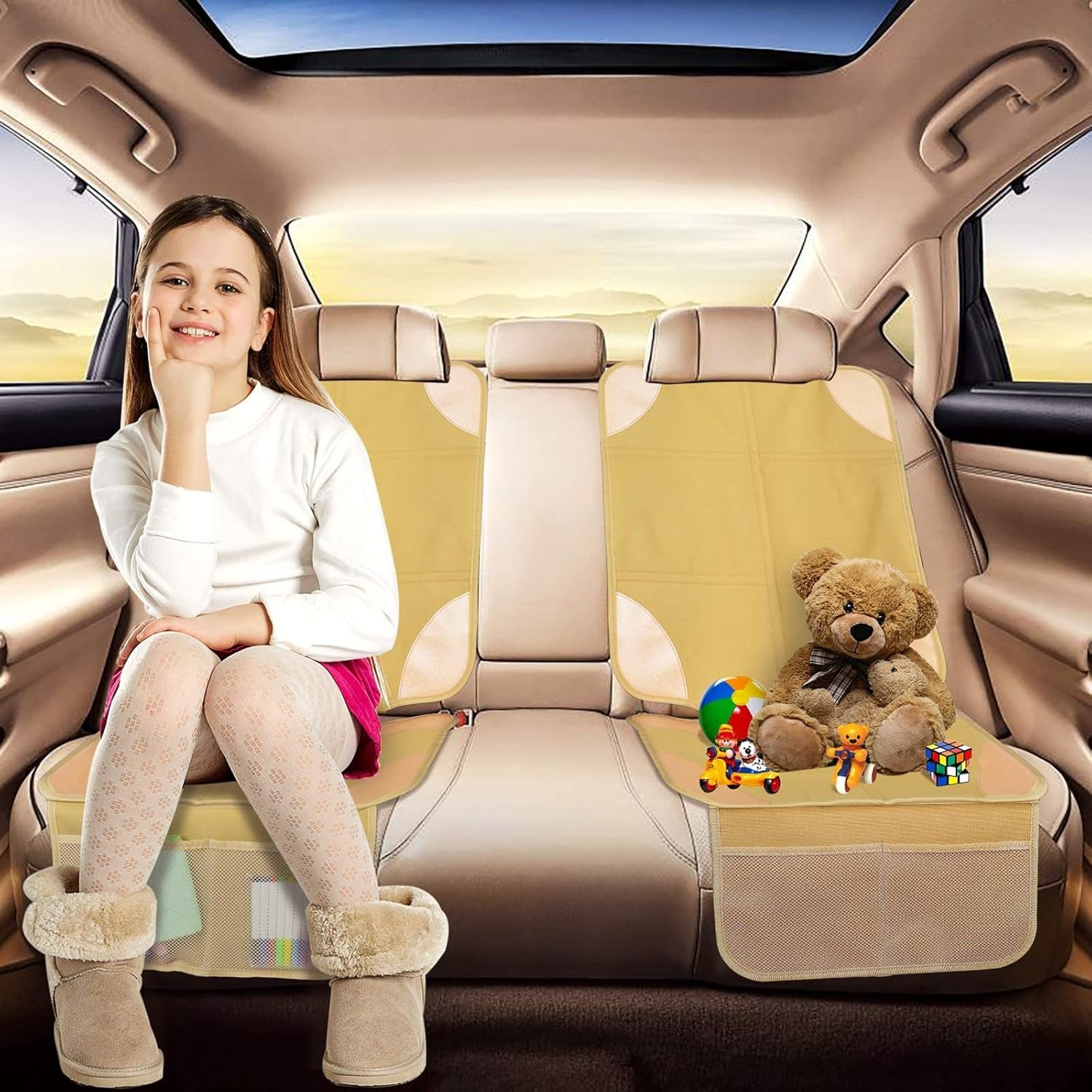Car Seat Protector, Non-Slip Backing Will Not Leave Imprint, Waterproof Thicker Car Seat Cover for SUV, Sedan, Truck, Leather Car Seat Cushion