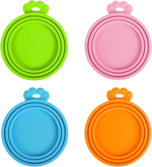 4 Packs Pet Food Can Covers Lids, Universal Size for Dog Cat Food | Silicone, 1 Fit 3 Standard Size Can Tops, Can Topper for Wet Food, BPA Free, Dishwasher Safe