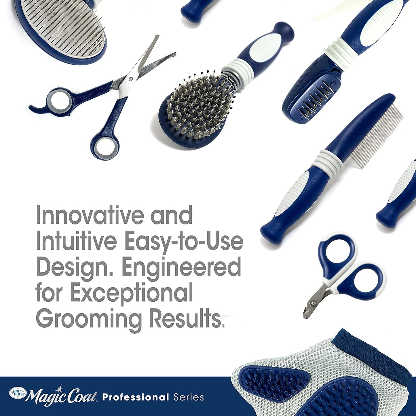 Magic Coat Professional Series Grooming Brush for Dogs & Cats, Reduces Shedding, Stimulates Coat'S Natural Oils, Ergonomic Design, Ideal for Medium, Long, Curly, and Wiry Coats | Reduces Shedding, Fine Wire Bristle Dog Brush, Captures Loose Hair & Increases Shine, Medium, Long, Curly, and Wiry Coats