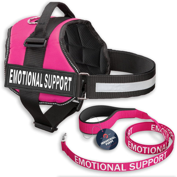 Emotional Support Vest Harness, Large 27-33 In, Pink | Durable and Adjustable Vest for Dog with Reflective Straps, Removable Patches, Handle & Leash Attachment, Travel & Daily Use