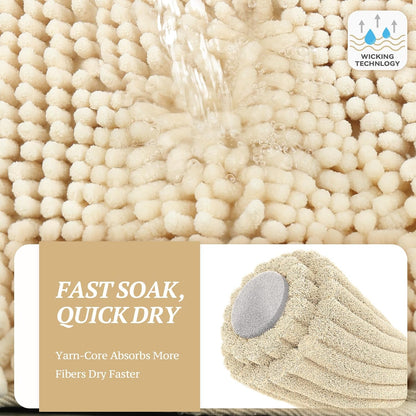 Dog Door Mat Absorpmax Dog Mat for Muddy Paw, 31 × 20", Beige | Mud Rug with Non Slip Backing for Indoor & Outdoor, Washable Soft Chenille anti Mud Waterproof
