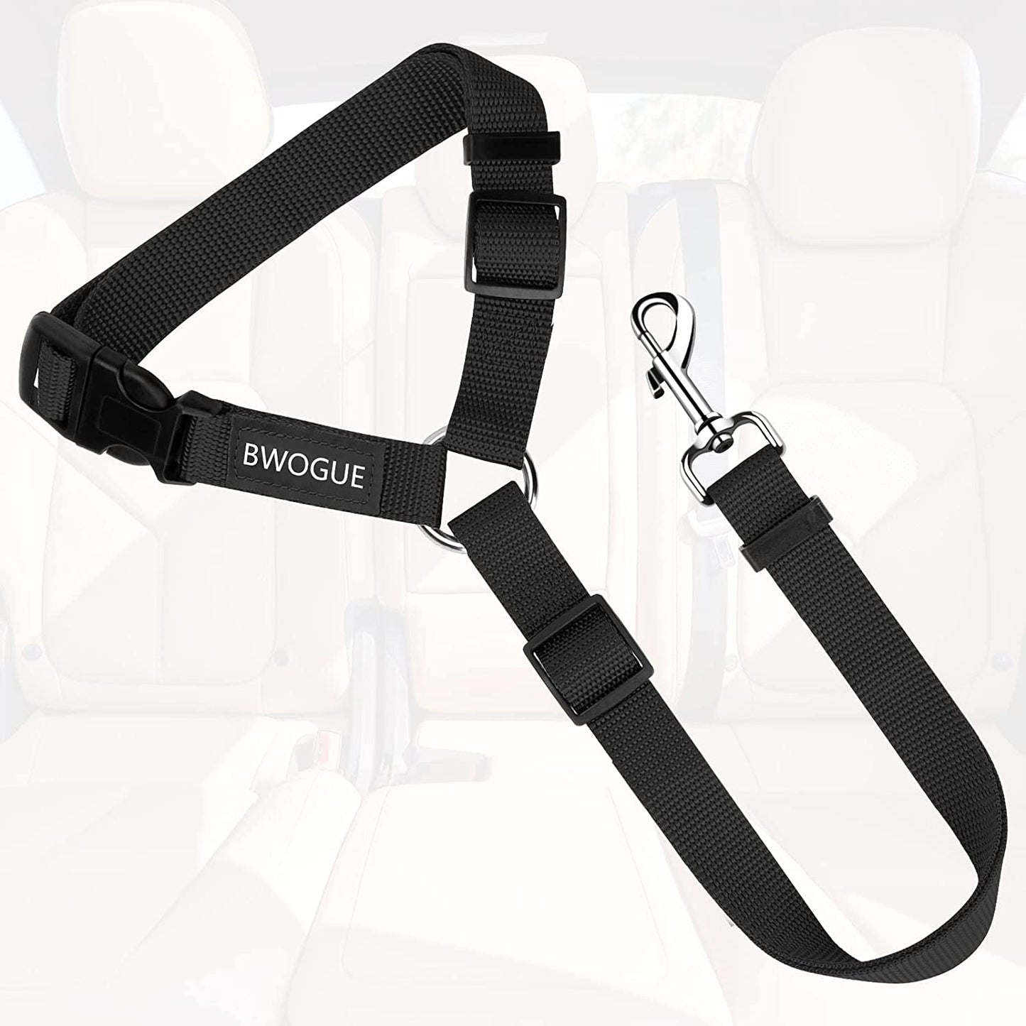Dog Seat Belt for Car, Headrest Restraint Safety Lead, Dogs Cats | Adjustable 18-30 in Length, Headrest Loop for Car Travel, 2-In-1 Seat Belt and Leash, Use with Dog Harness, Zinc Alloy Snap