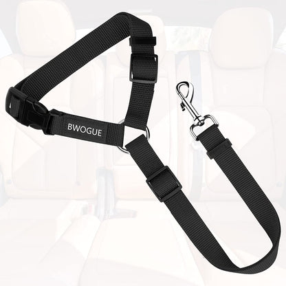Dog Seat Belt for Car, Headrest Restraint Safety Lead, Dogs Cats | Adjustable 18-30 in Length, Headrest Loop for Car Travel, 2-In-1 Seat Belt and Leash, Use with Dog Harness, Zinc Alloy Snap