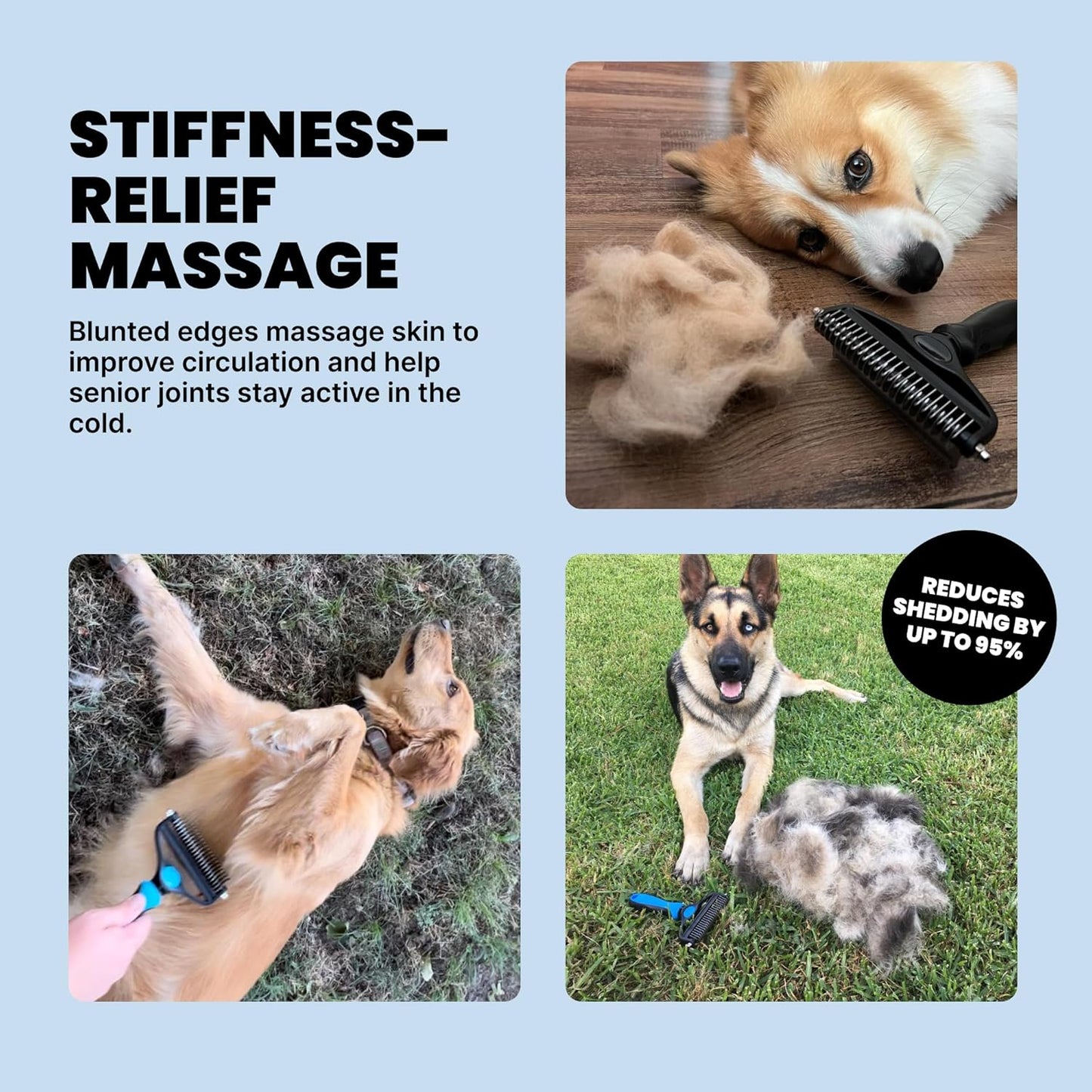 Dog Brush - Large Black, 2-In-1 Undercoat & Dematting Rake | 2-In-1 Undercoat Rake & Dematting Brush - Deshedding Tool - Use for Medium to Large Double-Coated Dogs & Cats