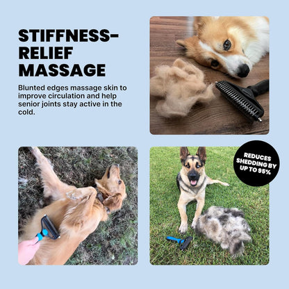 Dog Brush - Large Black, 2-In-1 Undercoat & Dematting Rake | 2-In-1 Undercoat Rake & Dematting Brush - Deshedding Tool - Use for Medium to Large Double-Coated Dogs & Cats