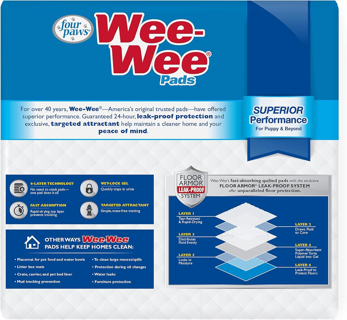 Wee-Wee Superior Performance Dog Pee Pads, 100 Count