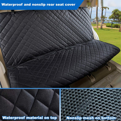 Bench Car Seat Cover Protector, Waterproof Heavy-Duty, Black | Nonslip Dog Back Seat Cover Protect from Mud, Spills, Scratches, Machine Washable, Universal Fit for Vehicles, Trucks&Suvs
