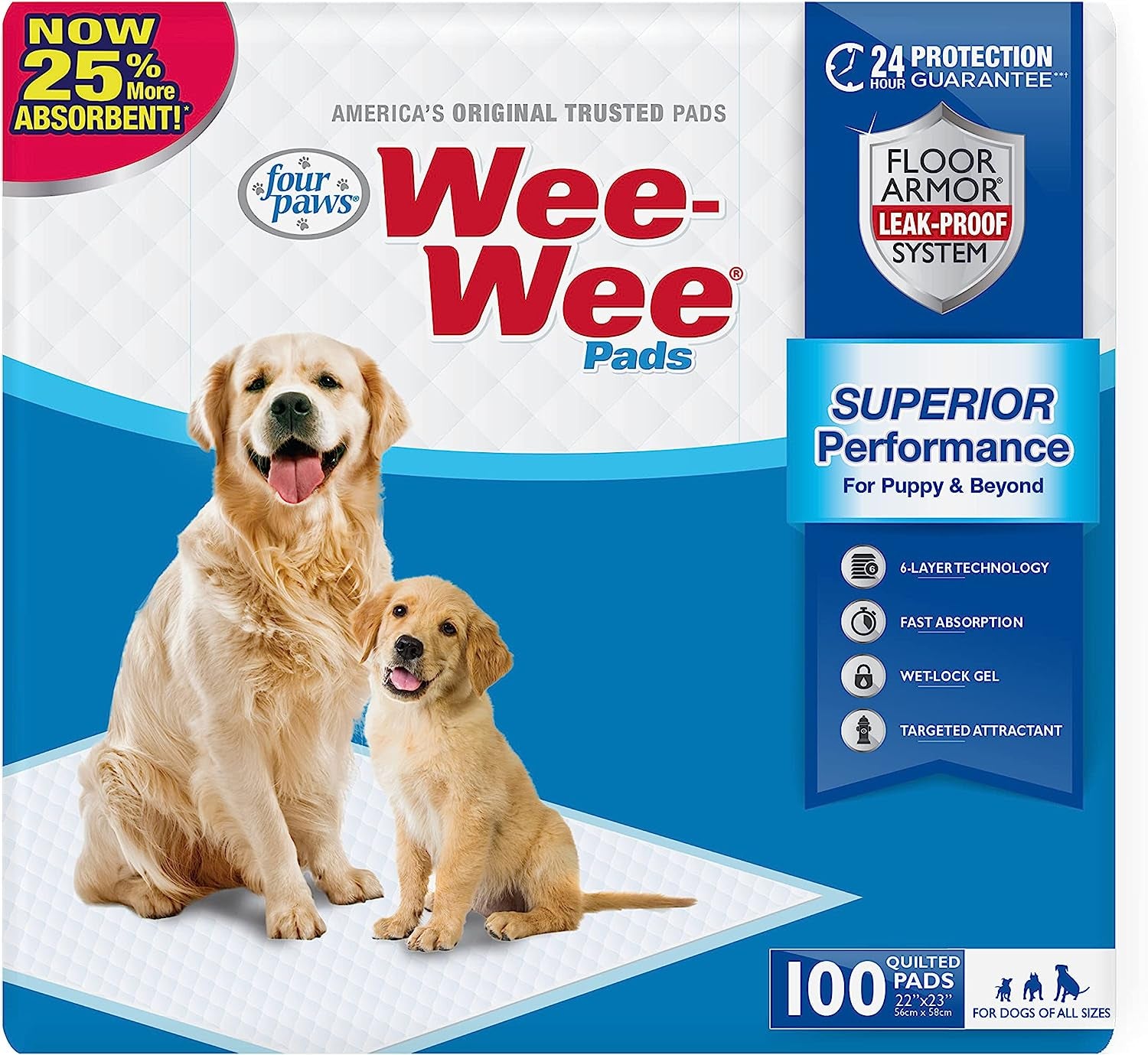 Wee-Wee Superior Performance Dog Pee Pads, 100 Count