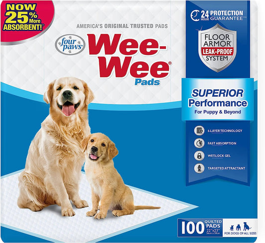 Wee-Wee Superior Performance Dog Pee Pads, 100 Count