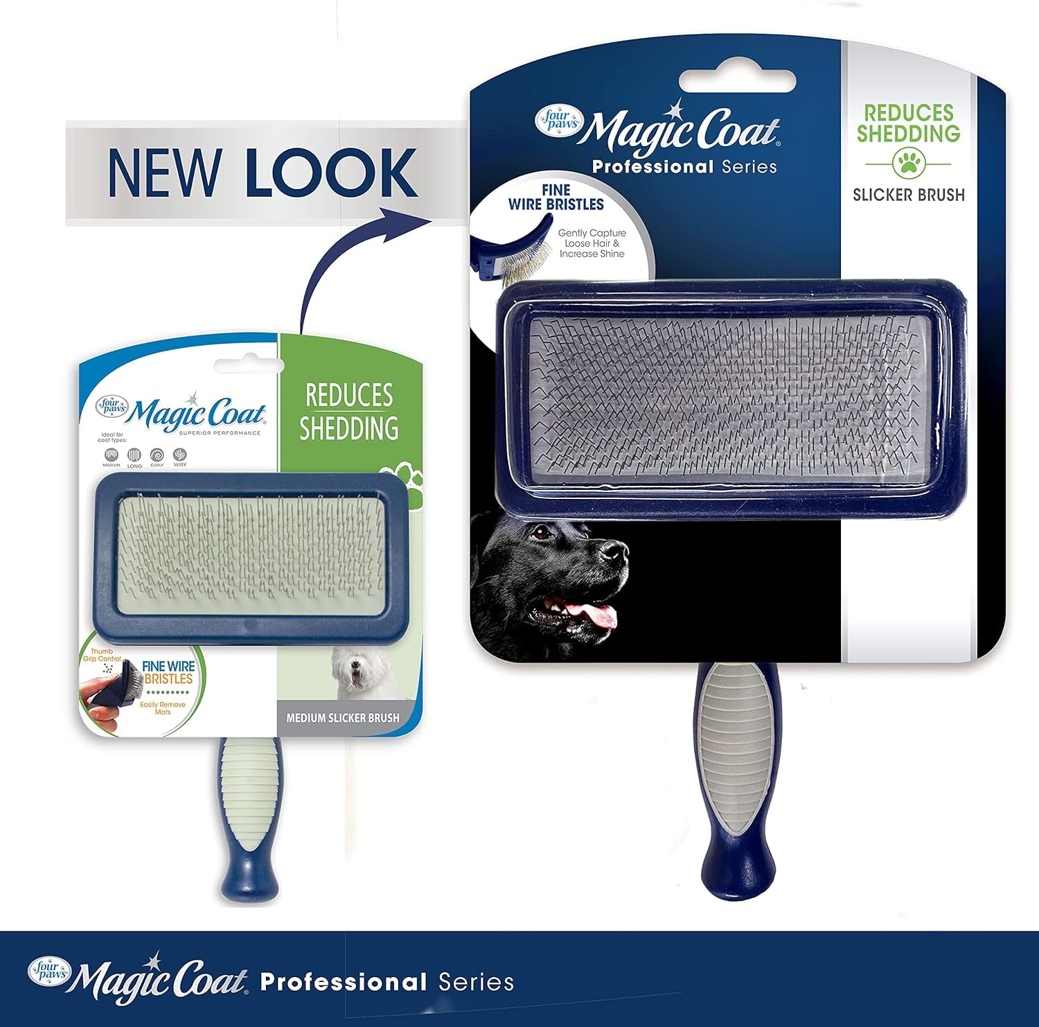 Magic Coat Professional Series Grooming Brush for Dogs & Cats, Reduces Shedding, Stimulates Coat'S Natural Oils, Ergonomic Design, Ideal for Medium, Long, Curly, and Wiry Coats | Reduces Shedding, Fine Wire Bristle Dog Brush, Captures Loose Hair & Increases Shine, Medium, Long, Curly, and Wiry Coats