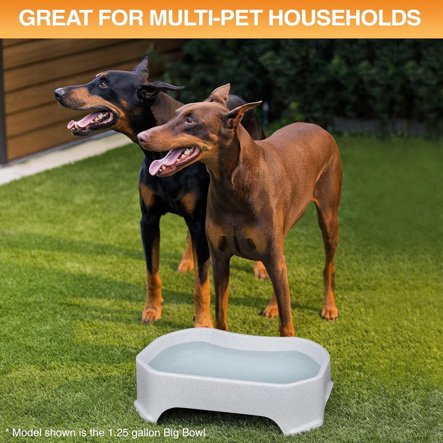 Extra Large Water Bowl for Dogs, Outdoor Dog Water Bowl (2.25 Gallon XL Capacity), Big Trough Style Food Dish for Indoors or Outside, No Spill Large Dog Bowls, Vanilla Bean