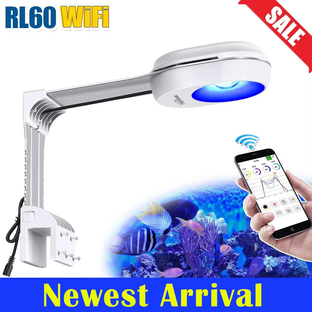 Wifi Marine Aquarium Light Smart Saltwater Lighting with App Control for Coral Reef SPS/LPS Fish Tank Lamp, with Mount