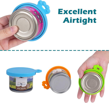 4 Packs Pet Food Can Covers Lids, Universal Size for Dog Cat Food | Silicone, 1 Fit 3 Standard Size Can Tops, Can Topper for Wet Food, BPA Free, Dishwasher Safe