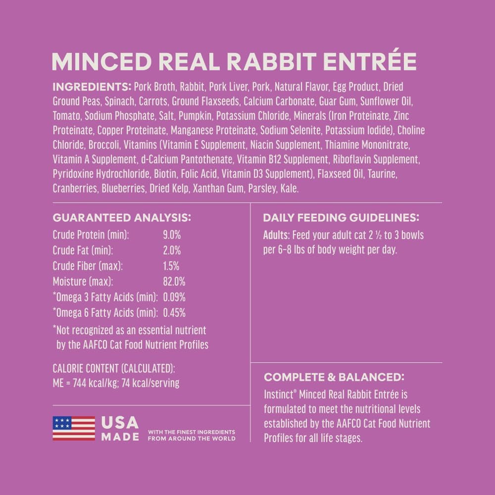 Original Minced Cups, Wet Cat Food, Rabbit, 3.5 Oz (12 Count) | Finely Minced Cuts in Savory Gravy, High Protein, Farm-Raised Rabbit, Whole-Food Ingredients, Grain-Free, Hydration Support