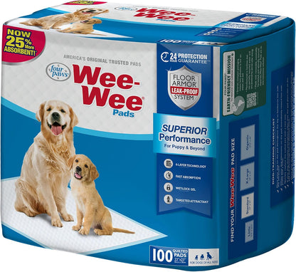Wee-Wee Superior Performance Dog Pee Pads, 100 Count