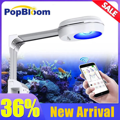 Wifi Marine Aquarium Light Smart Saltwater Lighting with App Control for Coral Reef SPS/LPS Fish Tank Lamp, with Mount