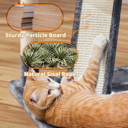 Yaheetech 69In Cat Tree Tower, 2 Condos, Scratching Posts & Cat-Ear Perches | Sturdy Anti-Wobble Base, Soft Basket, Climbing Ramp, Easy Assembly, Fits Large Indoor Cats & Multi-Pet Households, Dark Gray