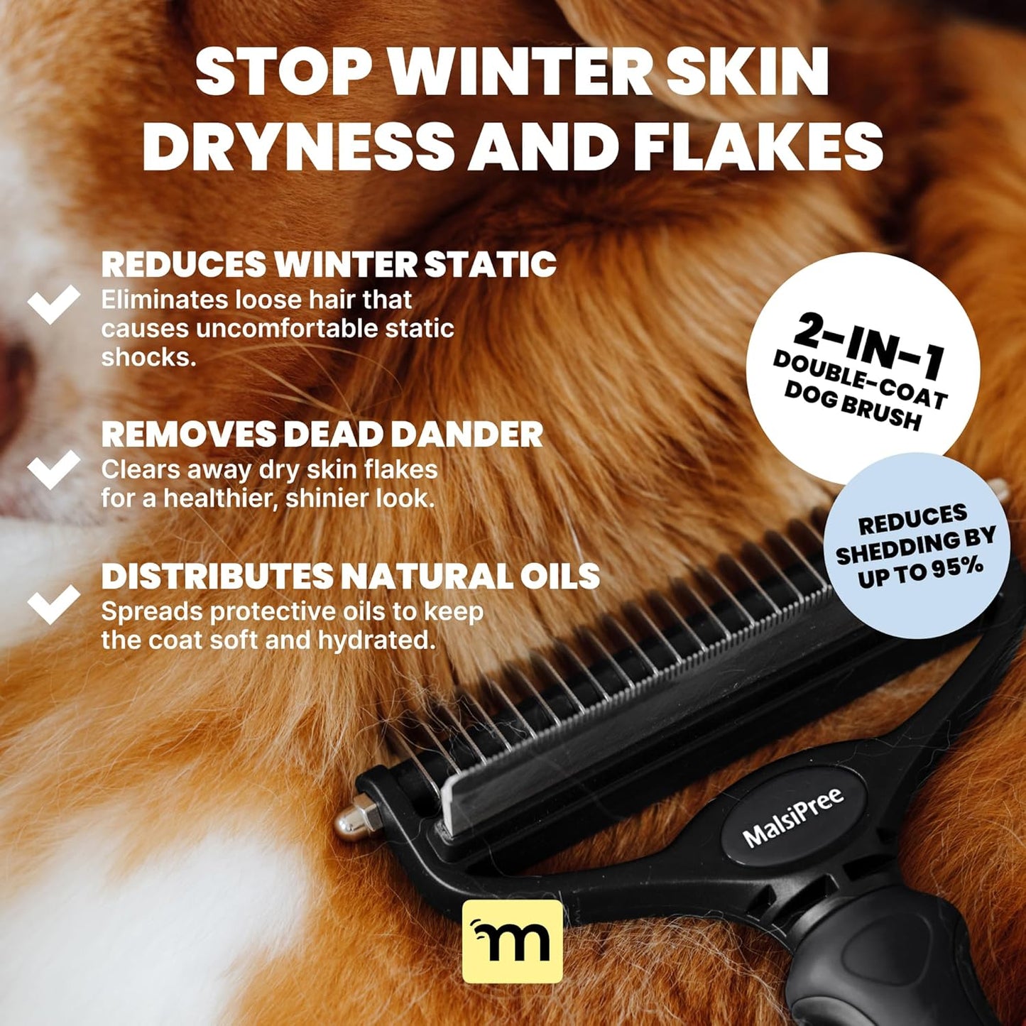 Dog Brush - Large Black, 2-In-1 Undercoat & Dematting Rake | 2-In-1 Undercoat Rake & Dematting Brush - Deshedding Tool - Use for Medium to Large Double-Coated Dogs & Cats