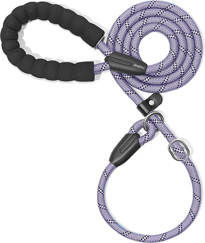 Durable Slip Lead Dog Leash, 1/2" X 4 FT, Lavender | Padded Handle, Reflective Threads, No Pull, Dog Training Leash