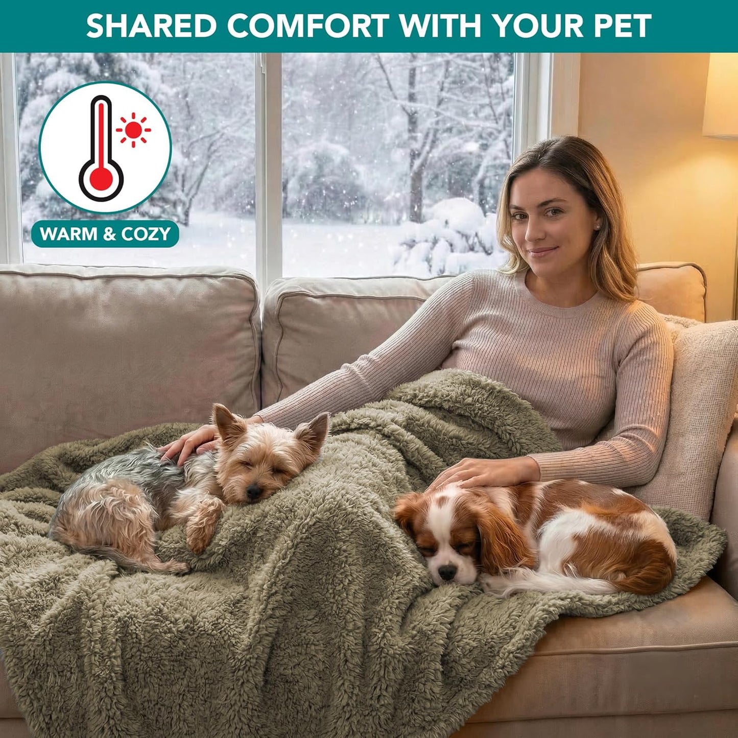 Fluffy Sherpa Waterproof Dog Blanket for Small Pet Cat, 24X32 Taupe | Soft & Warm & Washable; Leafproof Couch Sofa Protector for Small Medium Large Pet; Pee Proof Cover for Crate Kennel Car Seat