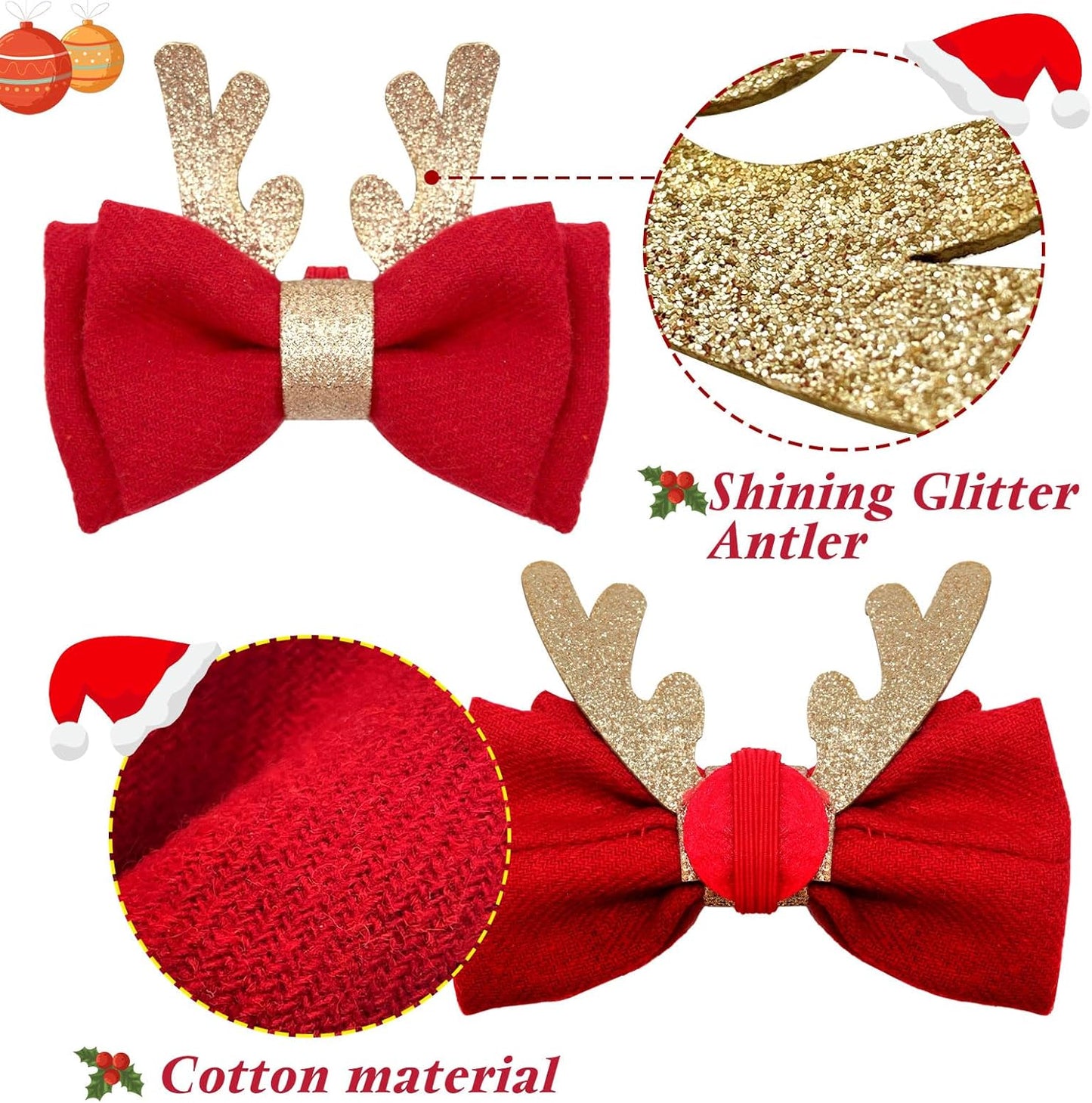 2 Pack Christmas Cat Collar with Bell, Santa & Christmas Tree Design | Safety Breakaway Buckle, Removable Bell, 2 Pack Christmas Bowtie Design, Soft Nylon Material, Adjustable Fit for Boy Gir Cats