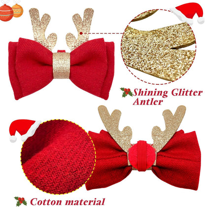 2 Pack Christmas Cat Collar with Bell, Santa & Christmas Tree Design | Safety Breakaway Buckle, Removable Bell, 2 Pack Christmas Bowtie Design, Soft Nylon Material, Adjustable Fit for Boy Gir Cats
