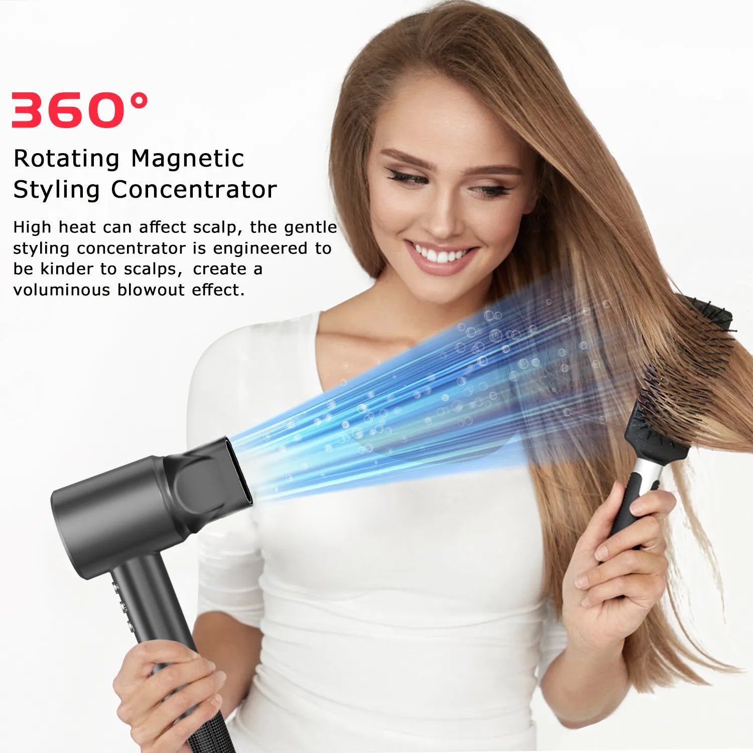 Professional Grade 110000 RPM Quick Drying Hair Dryer - 200 Million Negative Ions for Smooth Results