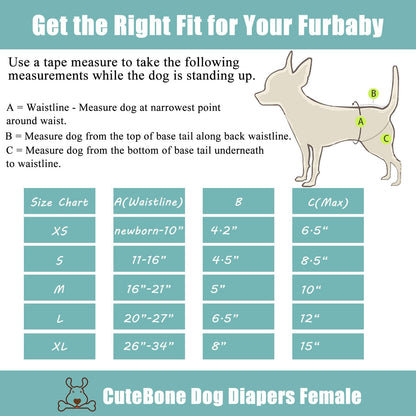 Dog Diapers Female Washable Small Medium Large 3 Pack Reusable Doggie Diapers Puppy Period Pants for Doggy Heat Cycle Peeing