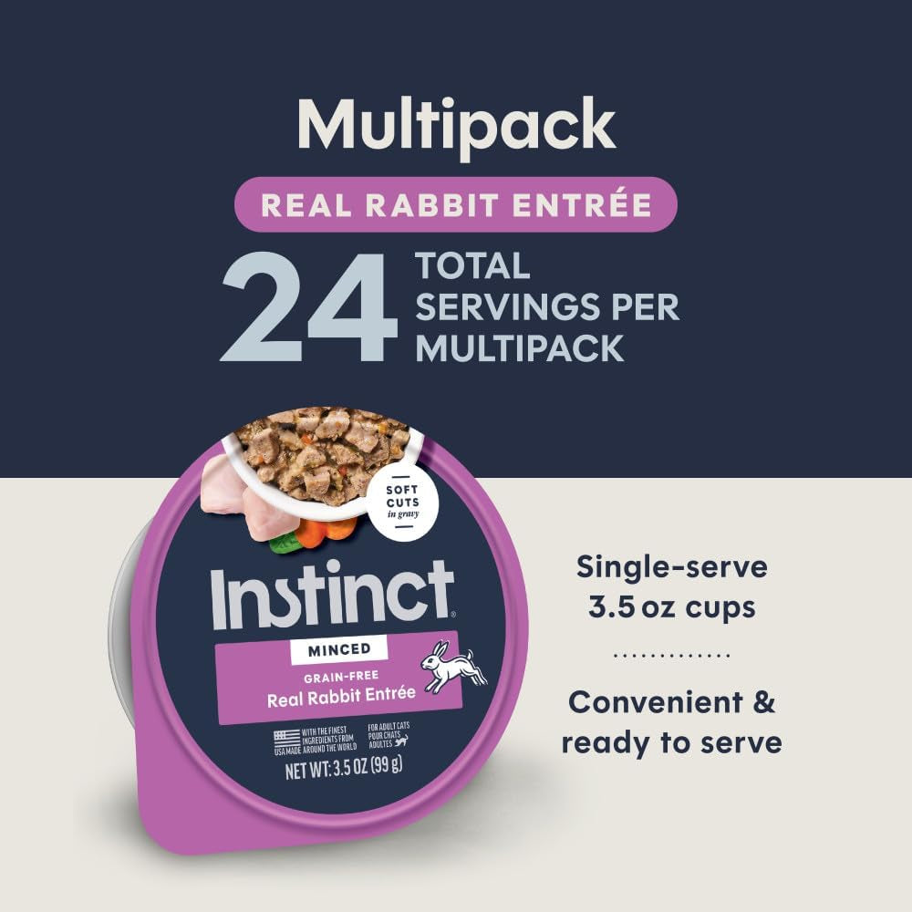 Original Minced Cups, Wet Cat Food, Rabbit, 3.5 Oz (12 Count) | Finely Minced Cuts in Savory Gravy, High Protein, Farm-Raised Rabbit, Whole-Food Ingredients, Grain-Free, Hydration Support