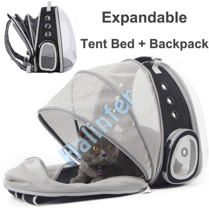 Back Expandable Cat Backpack Carrier, Fit up to 12 Lbs, Space Capsule Bubble Window Pet Carrier Backpack to Carry and Transport Cat Bunny Small Puppy