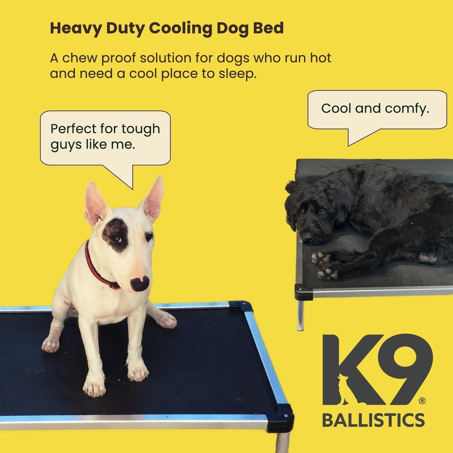 Chew Proof Elevated Cot Bed, S, Black Mesh | Virtually Indestructible Bed for Aggressive Chewers, Comes Preassembled, Indoor/Outdoor/Crate Use, Small: 29" X 18"