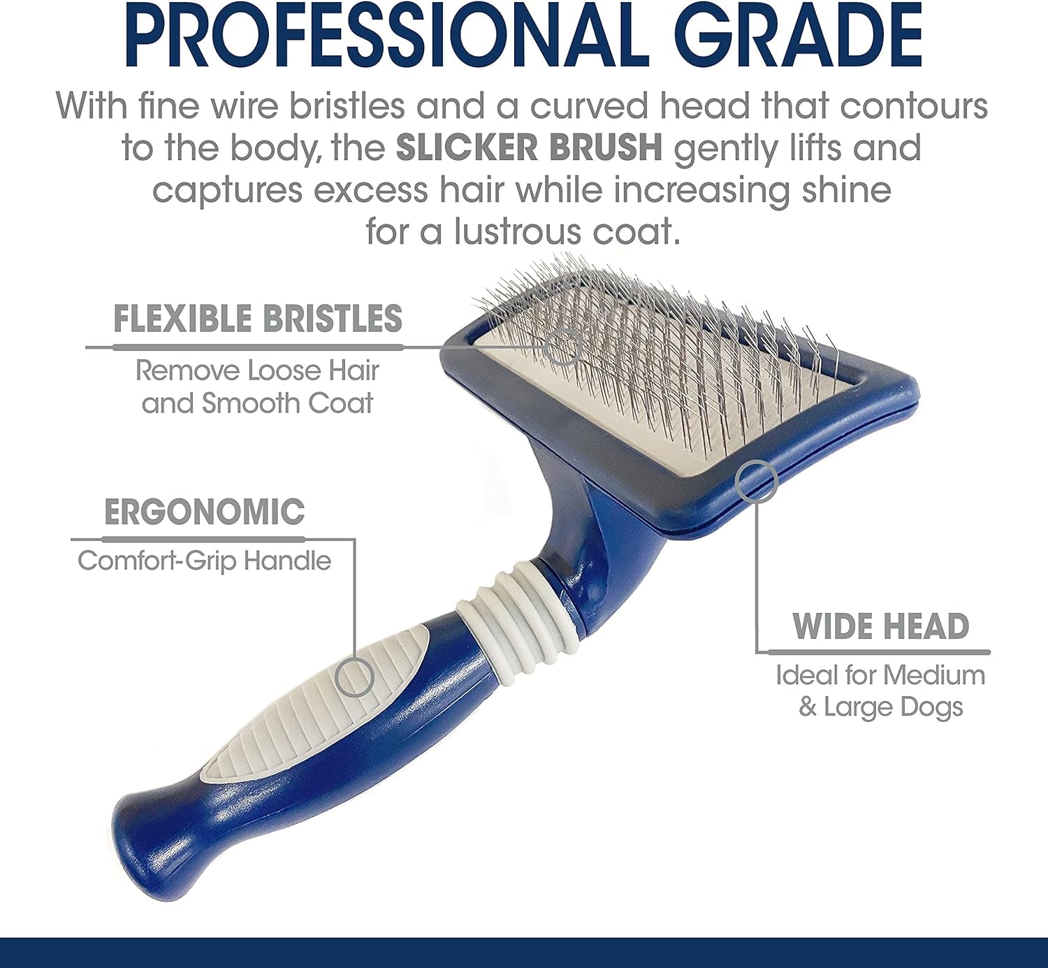 Magic Coat Professional Series Grooming Brush for Dogs & Cats, Reduces Shedding, Stimulates Coat'S Natural Oils, Ergonomic Design, Ideal for Medium, Long, Curly, and Wiry Coats | Reduces Shedding, Fine Wire Bristle Dog Brush, Captures Loose Hair & Increases Shine, Medium, Long, Curly, and Wiry Coats