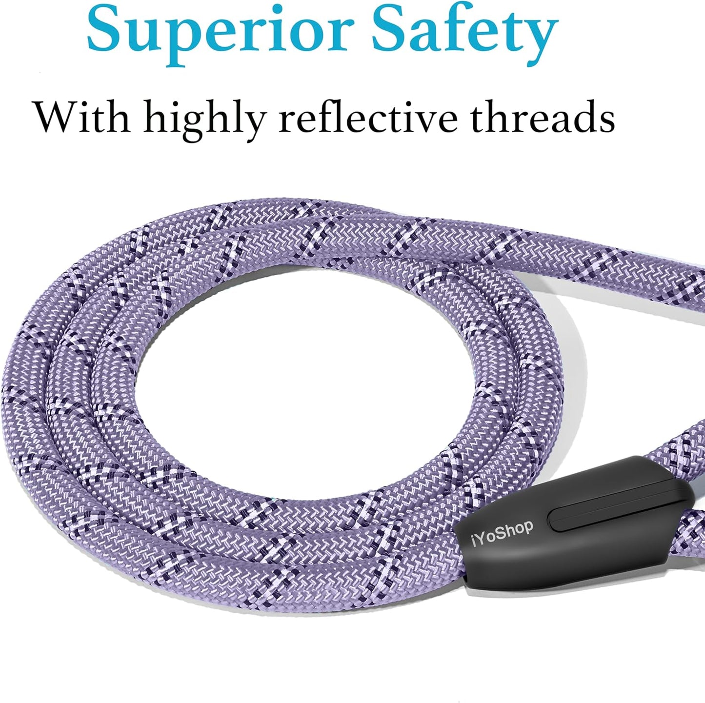 Durable Slip Lead Dog Leash, 1/2" X 4 FT, Lavender | Padded Handle, Reflective Threads, No Pull, Dog Training Leash